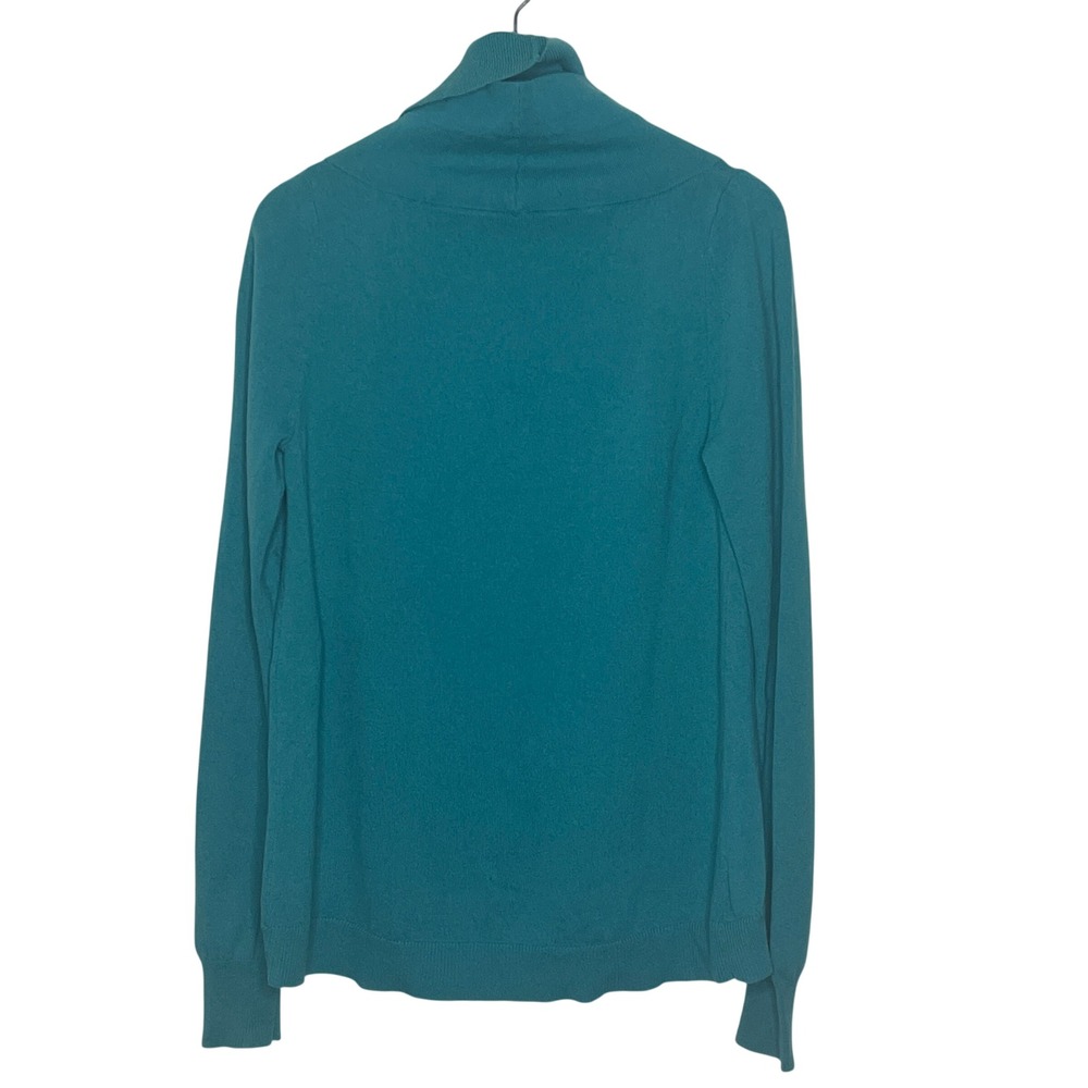 Diane von Furstenberg‎ DVF Teal Wool Cashmere Cowl Neck High-Low Sweater Mens M - Picture 2 of 7